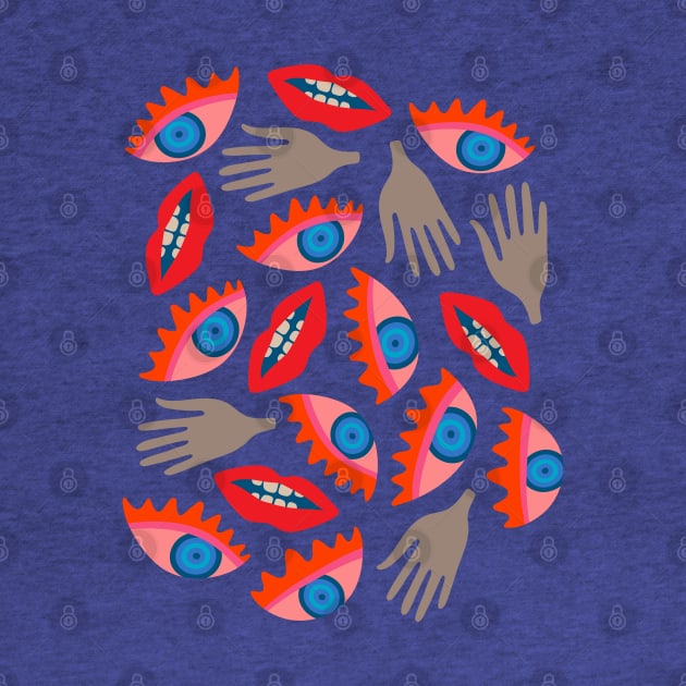 DISEMBODIED Surrealism Eyes Mouth Lips Hands in Retro Colours - UnBlink Studio by Jackie Tahara by UnBlink Studio by Jackie Tahara